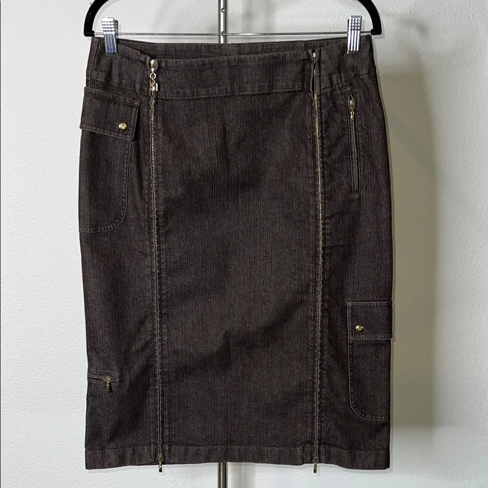 St John Sport by Marie Gray Denim Zippered Pencil Skirt